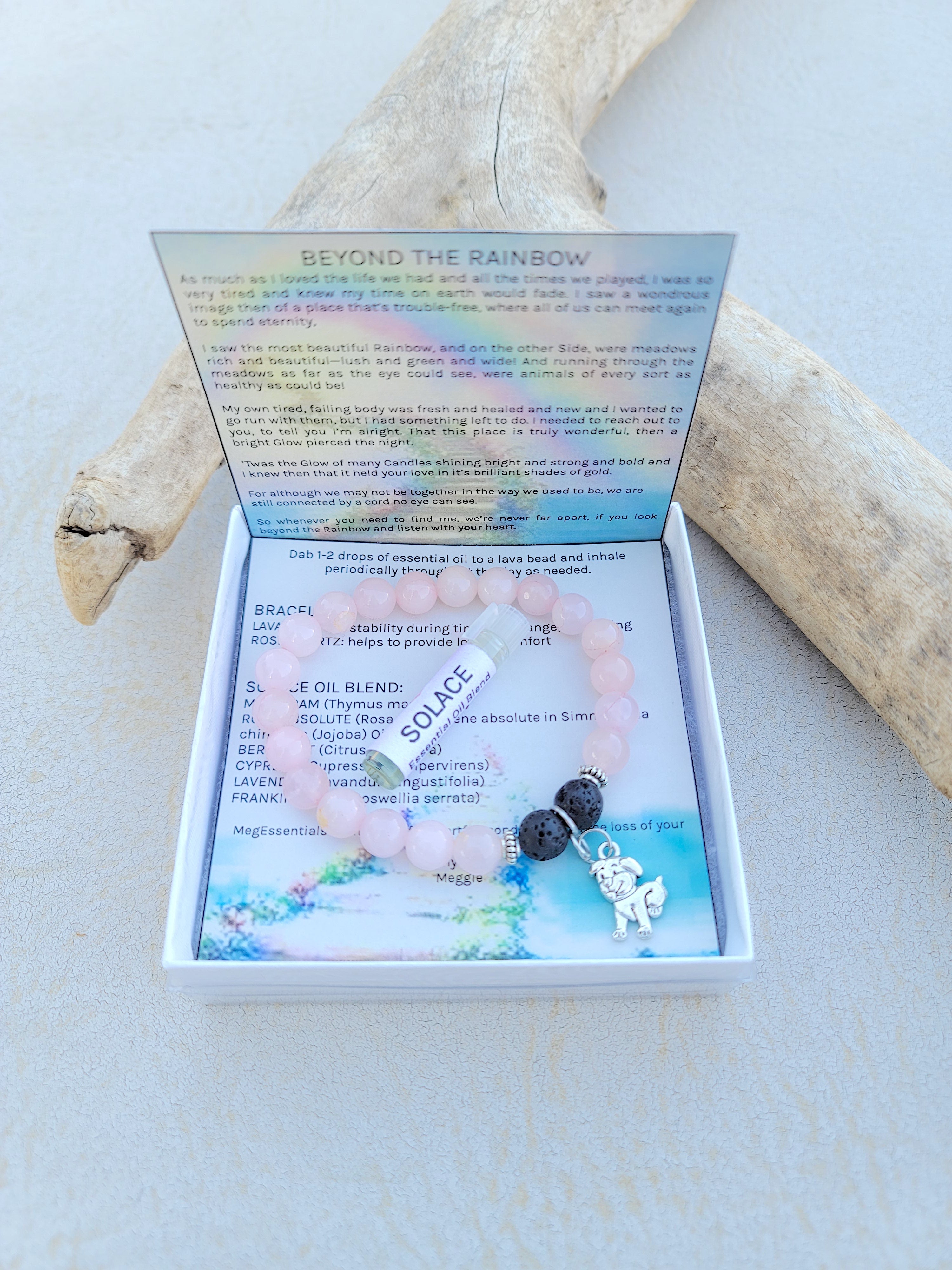 Pet Grief Kit for Dog —  Rose Quartz Lava Bead Diffuser Bracelet