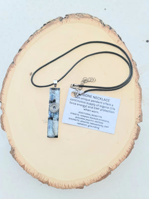 Chi Enhancing Necklace — Kyanite and Shungite with Spiral