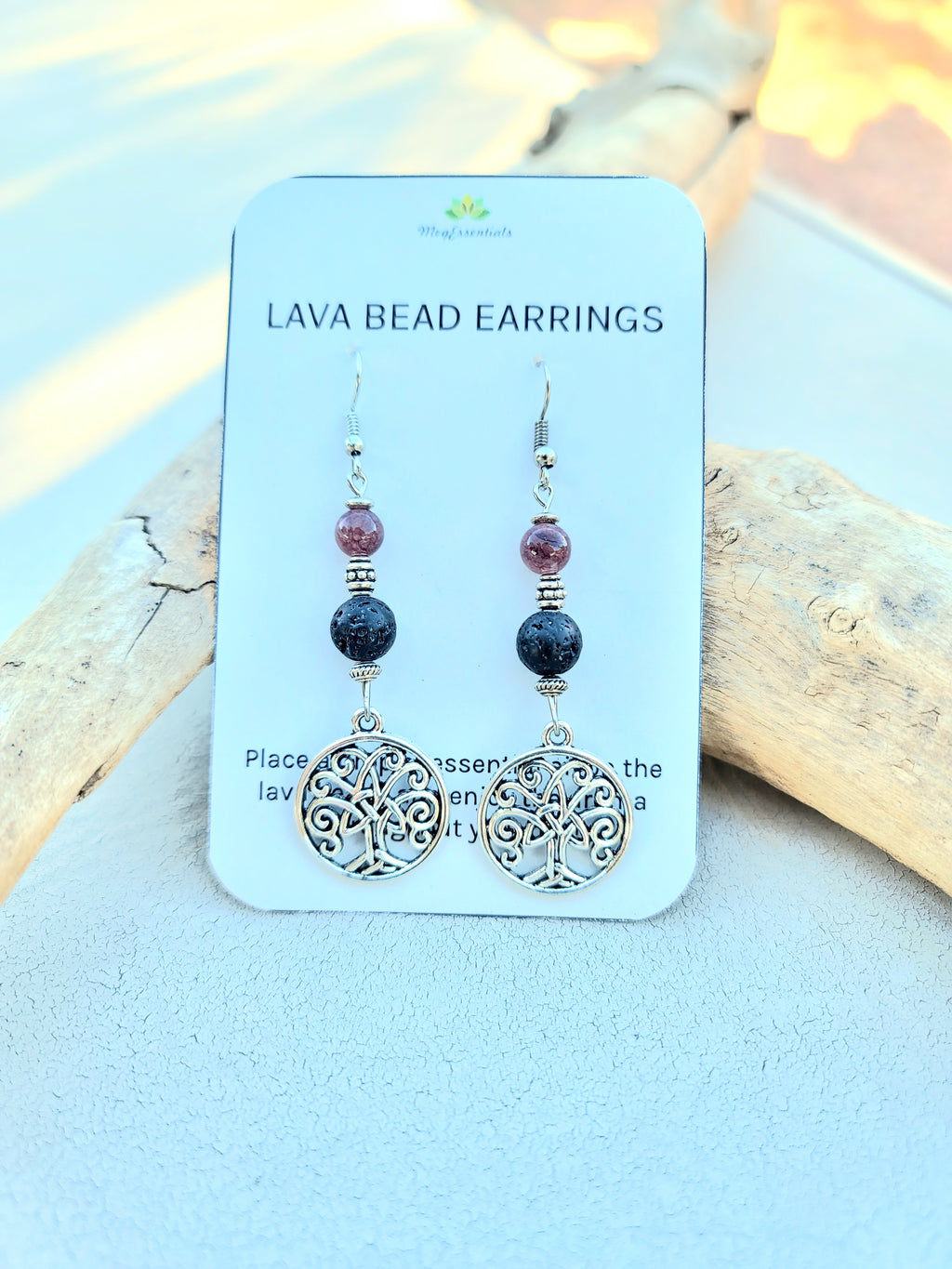 Celtic Knot with Lepidolite Lava Bead Diffuser Earrings