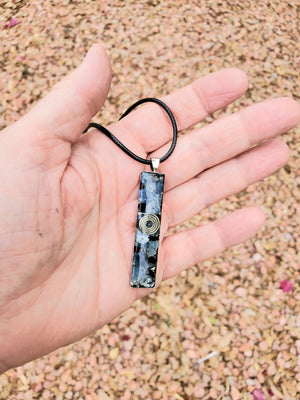 Chi Enhancing Necklace — Kyanite and Shungite with Spiral