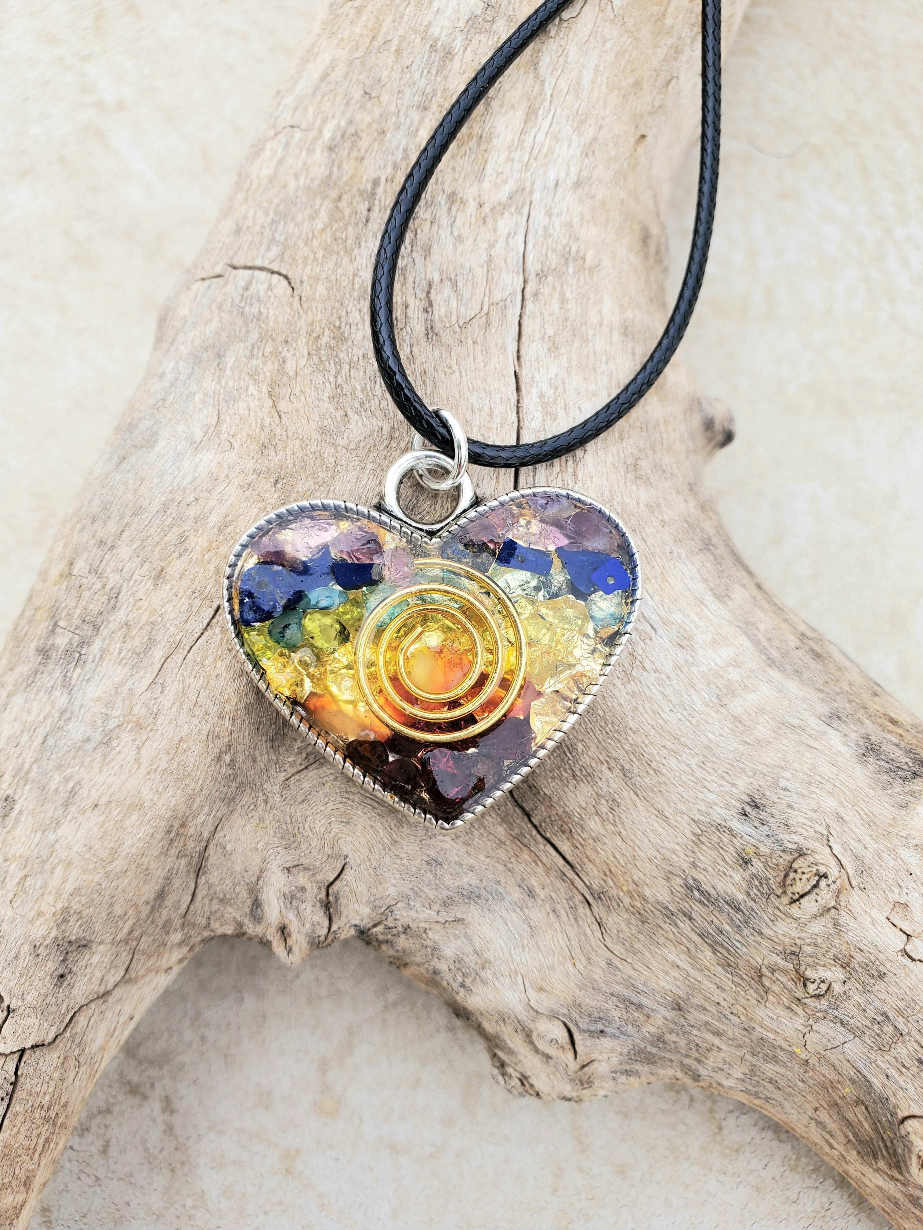 Chi Enhancing Necklace —Chakra Heart with Spiral