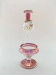 Egyptian Handcrafted Glass Blown Essential Oil Diffuser — Pink with Flower Design