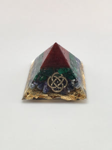 Chi Enhancing Pyramid — Small Red Malachite with Celtic Knot