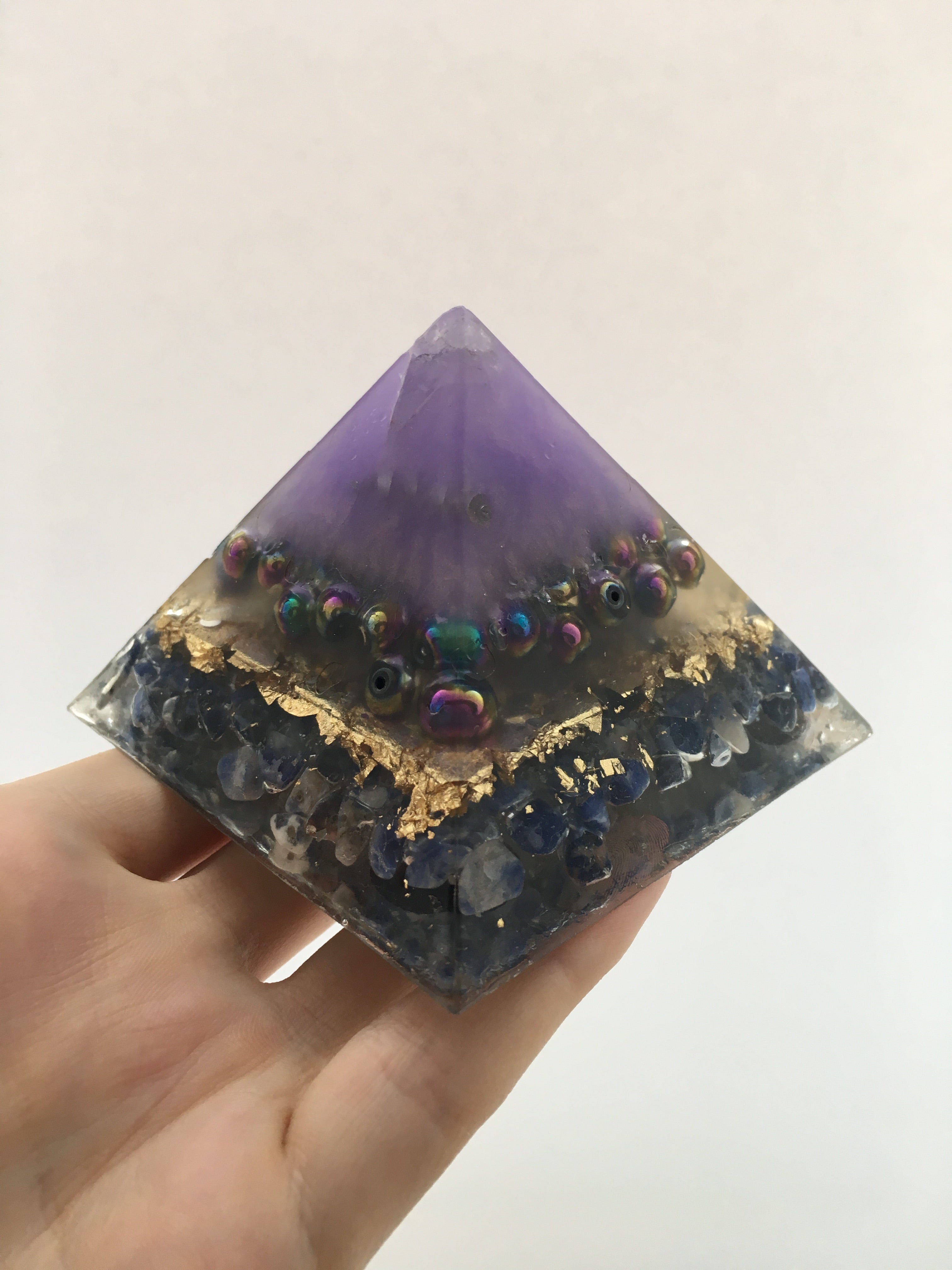 Chi Enhancing Pyramid — Large Purple Rainbow Hematite