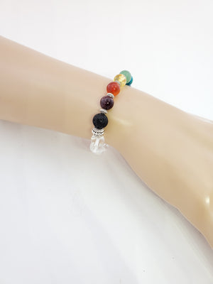 Quartz Chakra Lava Bead Diffuser Bracelet