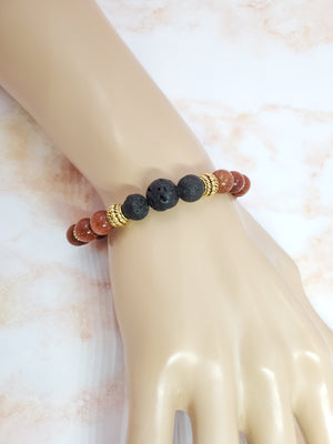 Goldstone Lava Bead Diffuser Bracelet