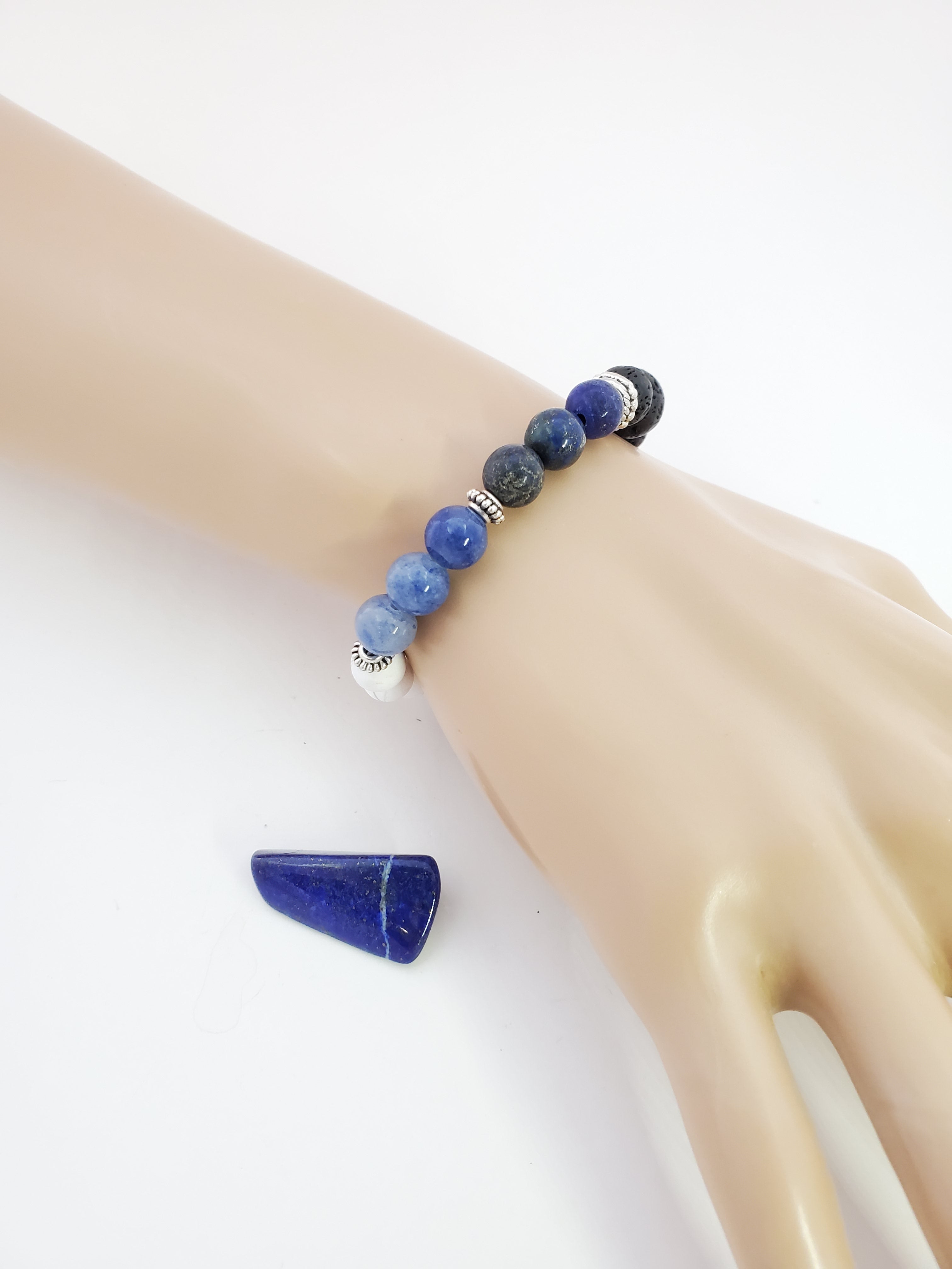 Lapis Blue Aventurine Howlite Lava Bead Diffuser Bracelet