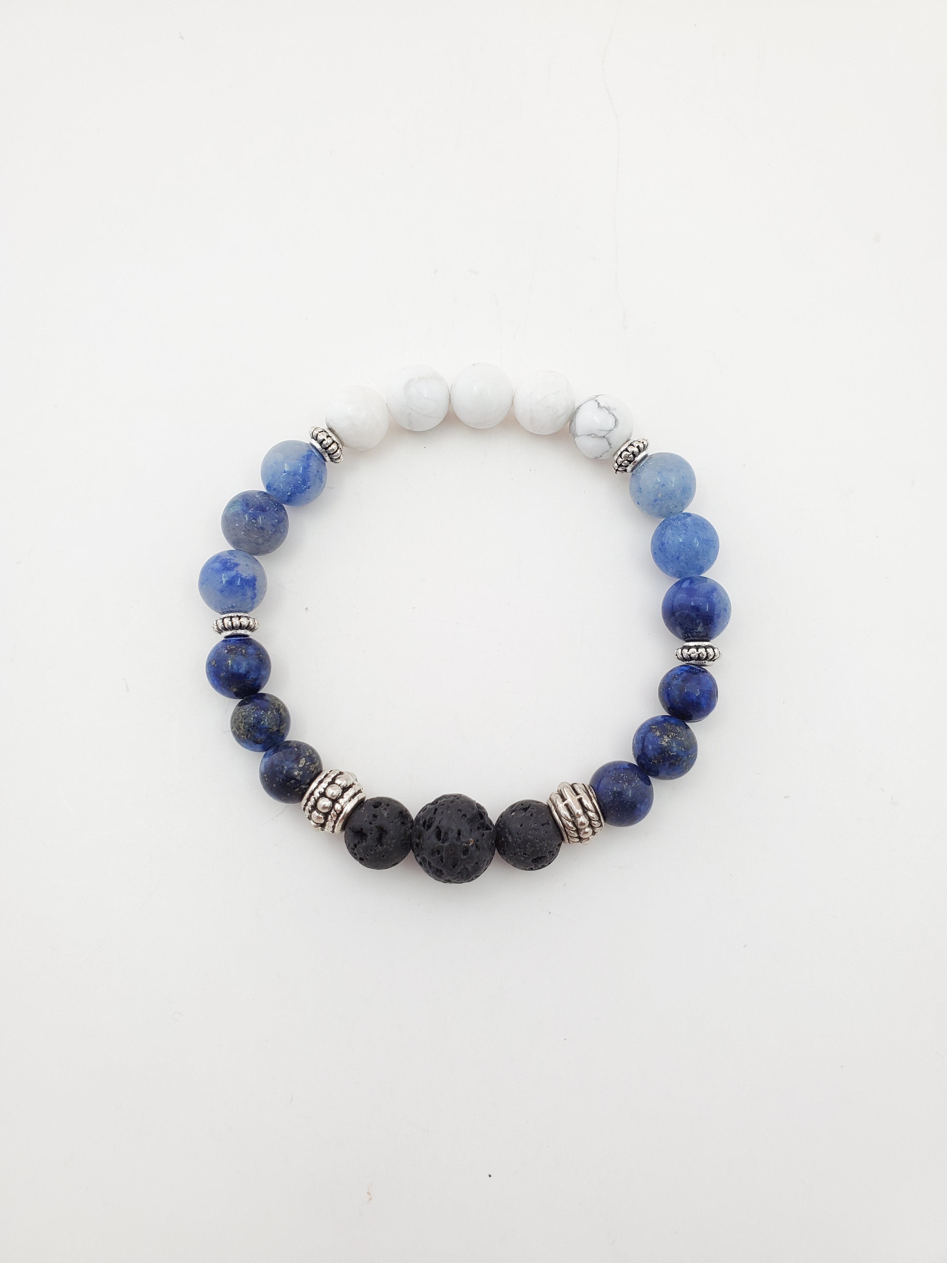 Lapis Blue Aventurine Howlite Lava Bead Diffuser Bracelet
