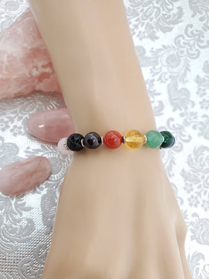 Rose Quartz Chakra Lava Bead Diffuser Bracelet