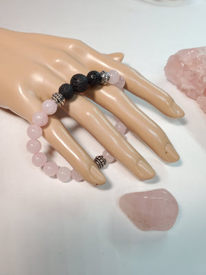 Rose Quartz Lava Bead Diffuser Bracelet