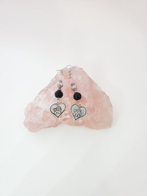 Cherub with Rose Quartz Lava Bead Diffuser Earrings