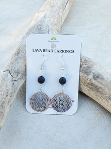 Flower of Life Lava Bead Diffuser Earrings
