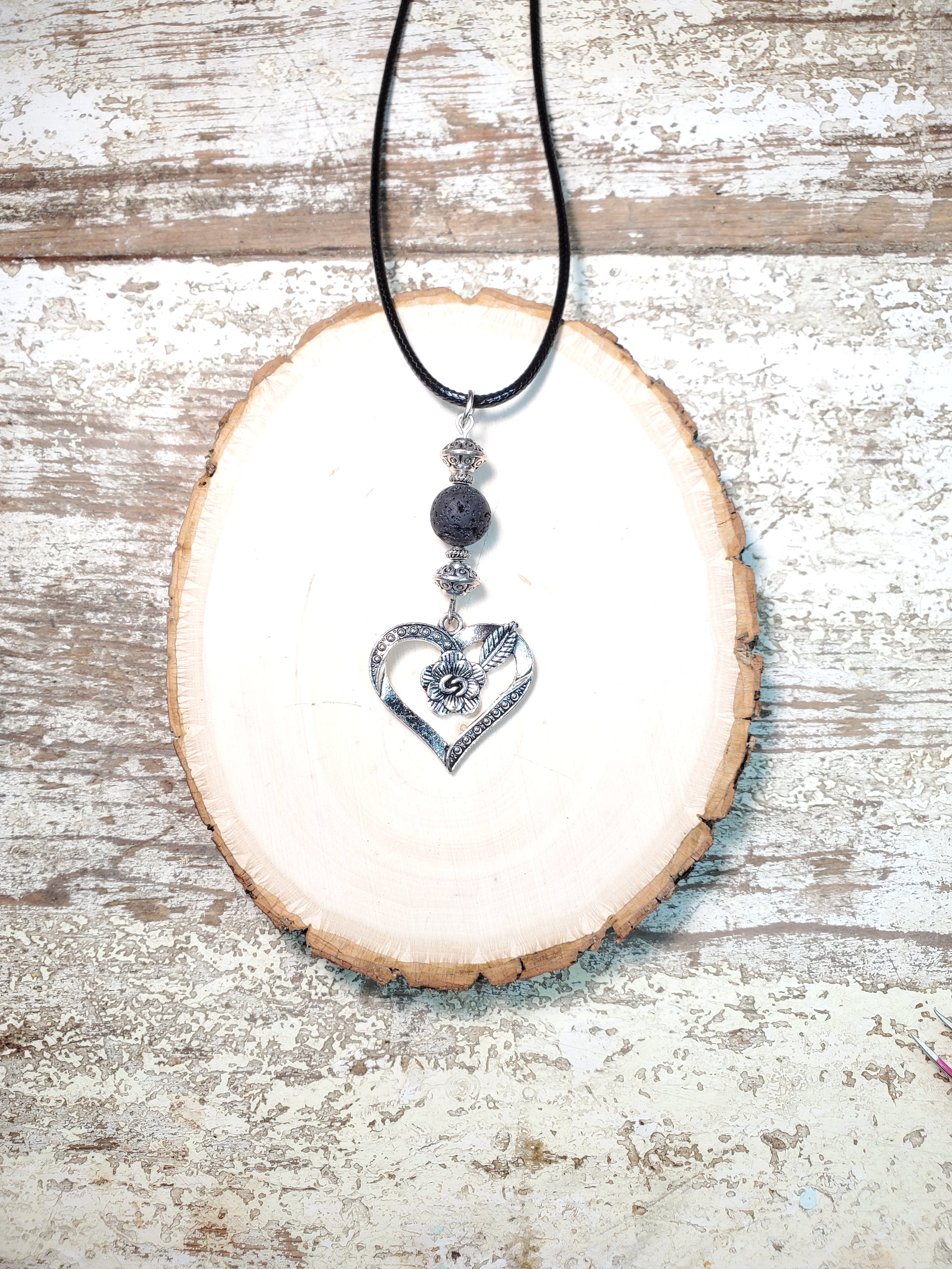 Heart Lava Bead Diffuser Necklace