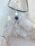 Owl with Amazonite Lava Bead Diffuser Necklace