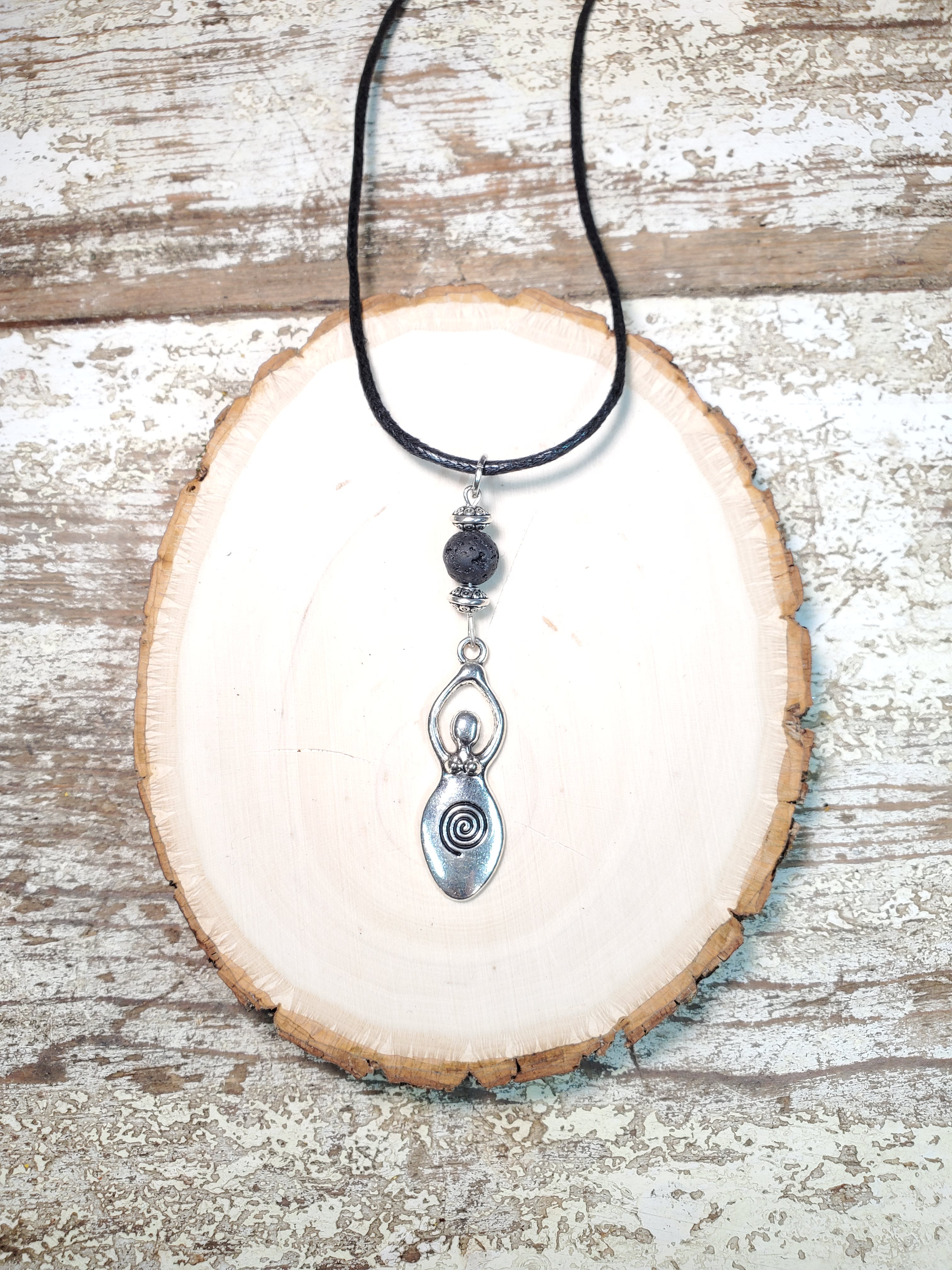 Spiral Goddess Lava Bead Diffuser Necklace